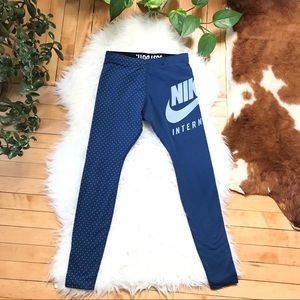Nike Womens International AOP Leggings Blue/White